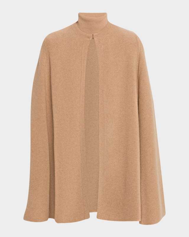 Double-Face Cashmere Turtleneck Cape